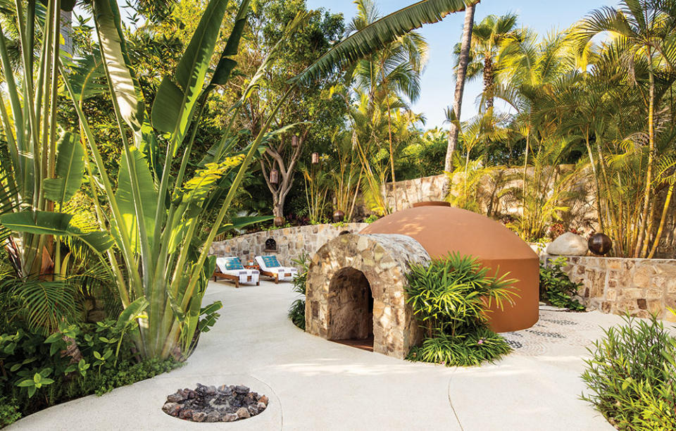 A traditional temazcal hut, similar to a sweat lodge, at One & Only Palmilla resort.