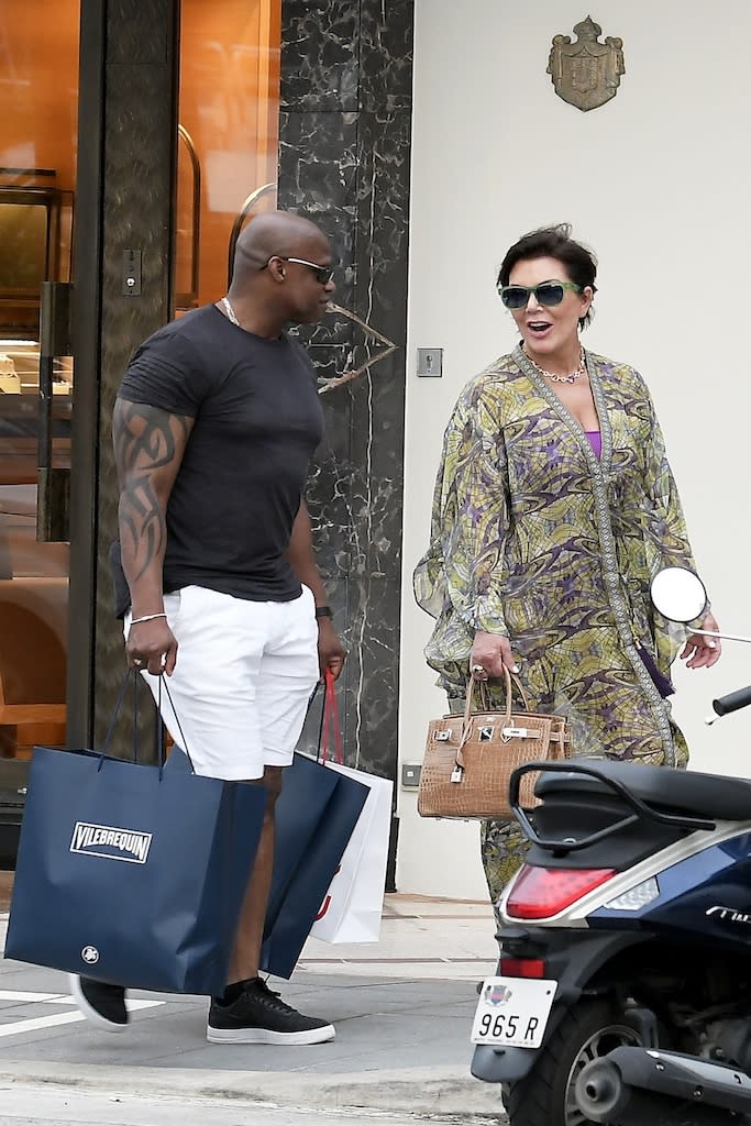 Kris Jenner and Corey Gamble seen enjoying the day in the sun in St Barths. 28 Dec 2019 Pictured: Kris Jenner and Corey Gamble. Photo credit: Spread Pictures / MEGA TheMegaAgency.com +1 888 505 6342 (Mega Agency TagID: MEGA574759_001.jpg) [Photo via Mega Agency]