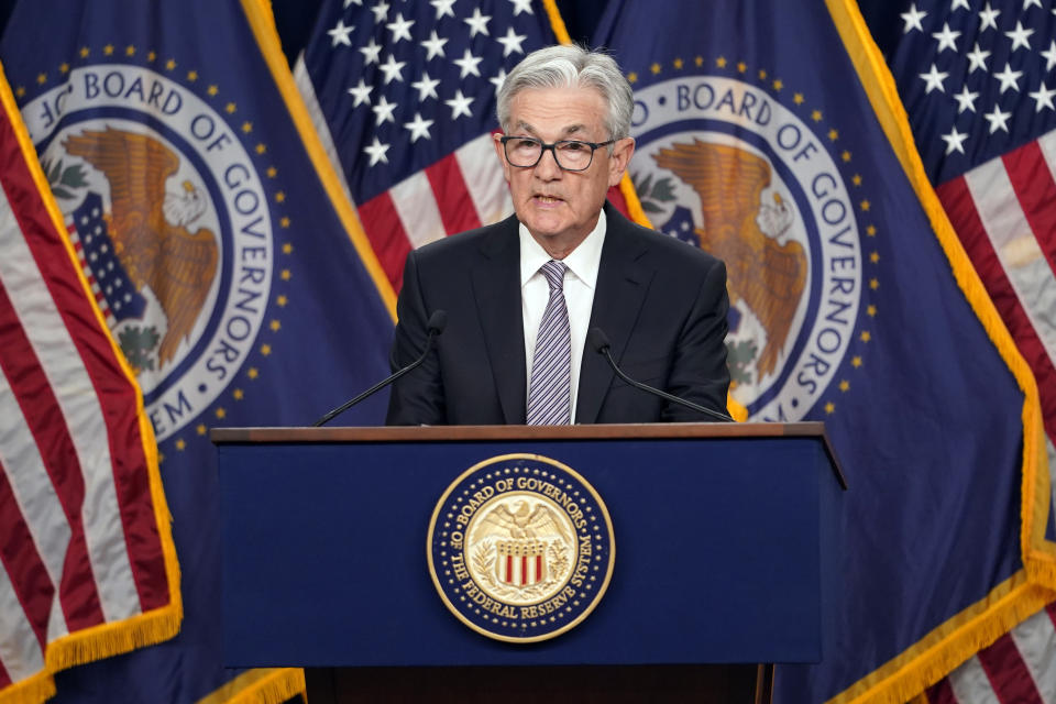 Federal Reserve Chairman Jerome Powell speaks during a news conference in Washington, Wednesday, May 3, 2023, following the Federal Open Market Committee meeting. (AP Photo/Carolyn Kaster)