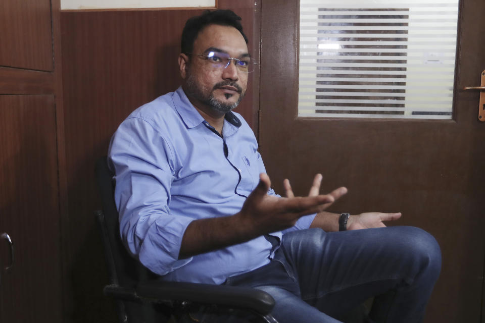 S Q Masood, who is suing to find out more about facial recognition technology used by police, speaks during an interview in Hyderabad, India, Wednesday, Jan. 26, 2022. His case could set the tone for India’s growing ambition to combine emerging technology with law enforcement in the world’s largest democracy, experts said. (AP Photo/Mahesh Kumar A.)