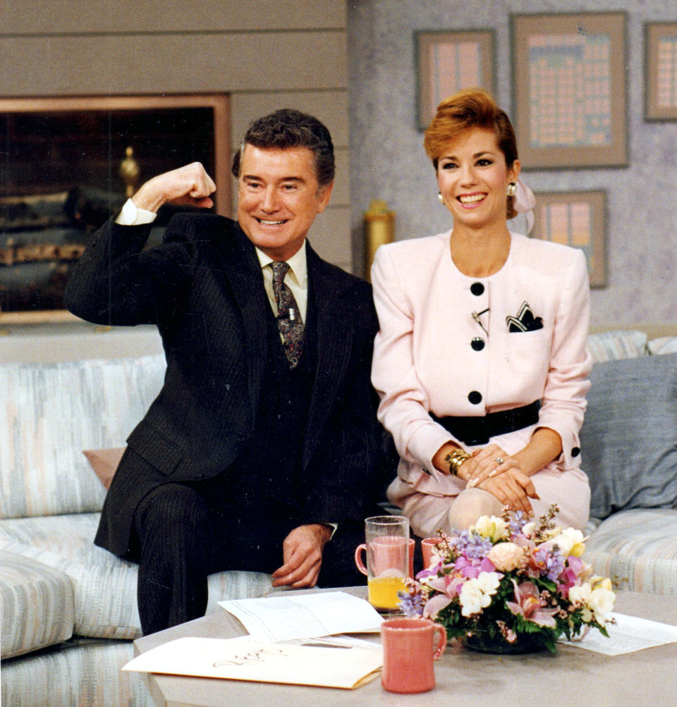 Regis Philbin and Kathie Lee Gifford on set in 1988 (J. Michael Dombroski / Newsday RM via Getty Images file)