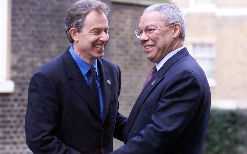 Tony Blair and Colin Powell in Downing Street on October 2001 - Sean Dempsey/PA 