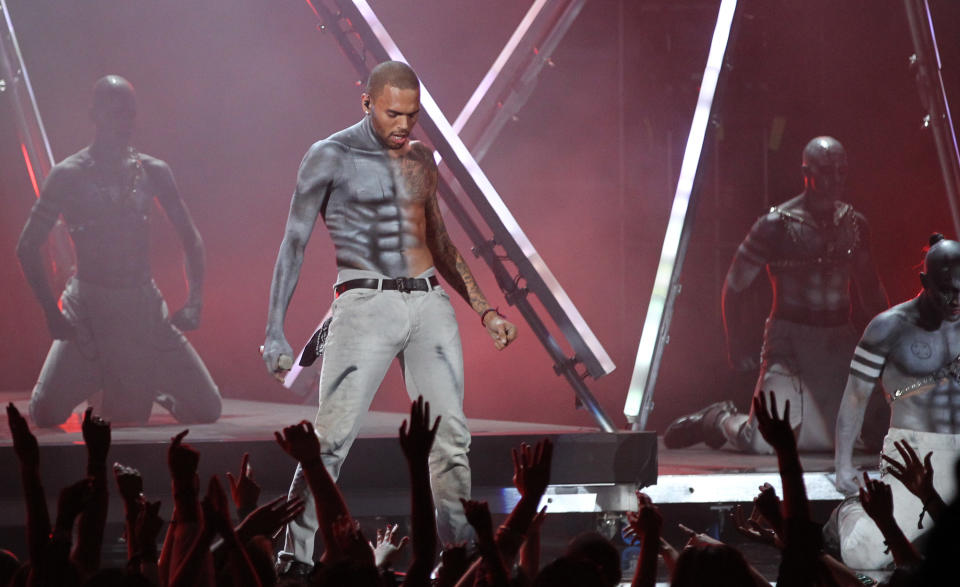 Chris Brown performs at the BET Awards on Sunday, July 1, 2012, in Los Angeles. (Photo by Matt Sayles/Invision/AP)