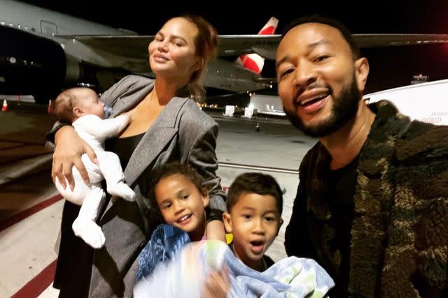 Chrissy Teigen Instagram Chrissy Teigen and John Legend with children Esti, Luna and Miles