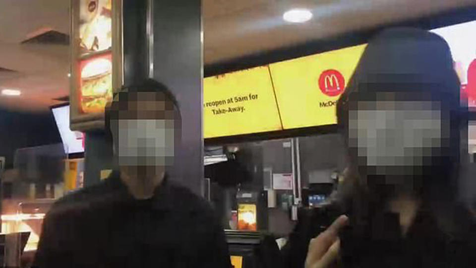 Two of the group that broke curfew by heading to a Melbourne McDonald's at 2:30am.