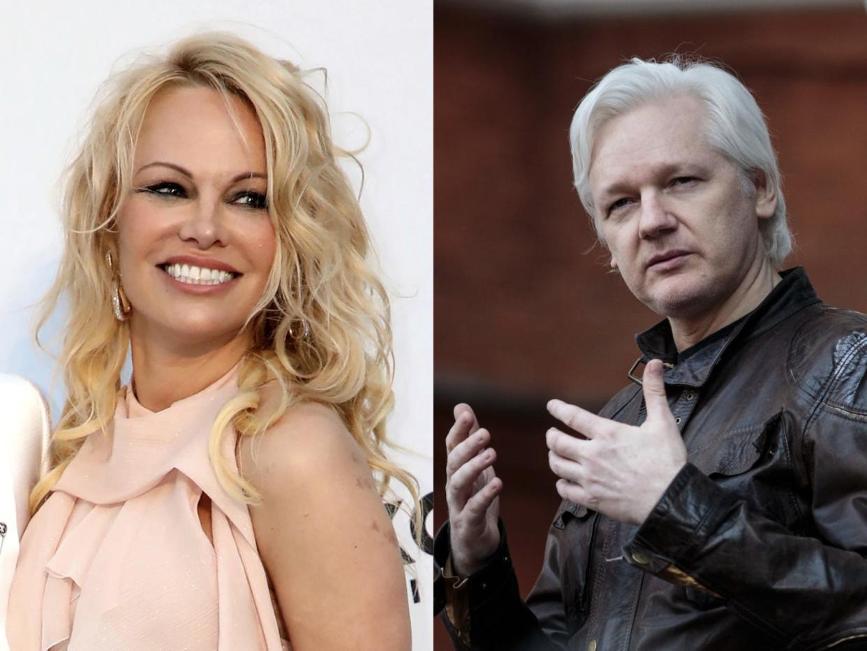 Pamela Anderson said she once joked about marrying Julian Assange on the front steps of the embassy where he sought asylum.