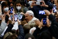 Pope Francis holds the weekly general audience at the Paul VI Hall at the Vatican