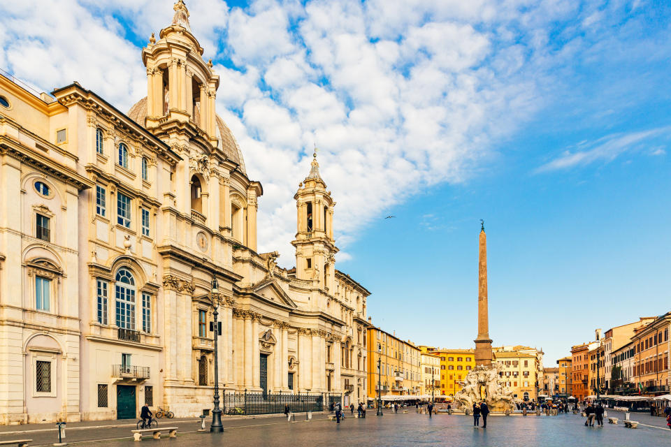Rome's Piazza Navona square on a sunny day with blue sky