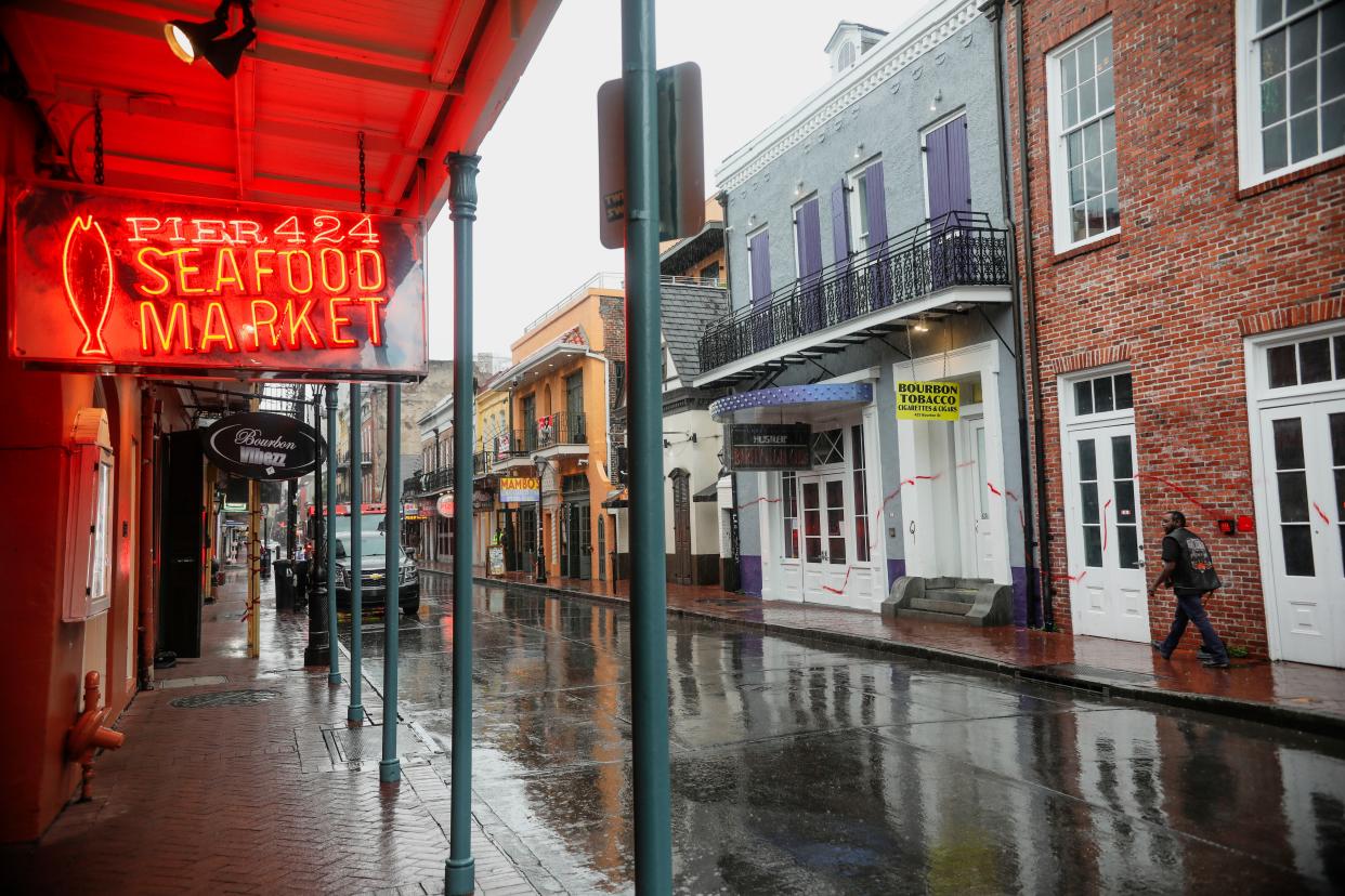 The French Quarter of New Orleans, site of Friday’s shooting, is pictured on Wednesday as Hurricane Zeta hit (Getty Images)