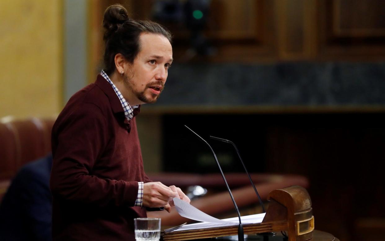 Spain's Deputy Prime Minister Pablo Iglesias - Ballesteros/EPA-EFE/Shutterstock