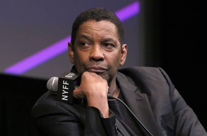 Denzel Washington speaking at a panel