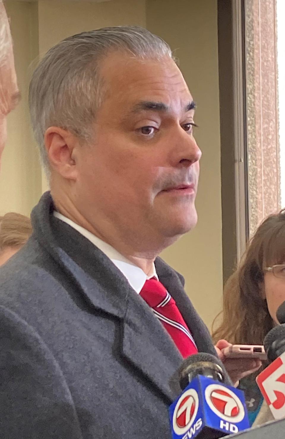 Attorney Marc Salinas argued at a hearing Thursday that former president Donald Trump was placed on the primary presidential ballot at the request of the Massachusetts Republican Party and therefore his ability to serve if elected is not a matter for the state Ballot Law Commission to decide.