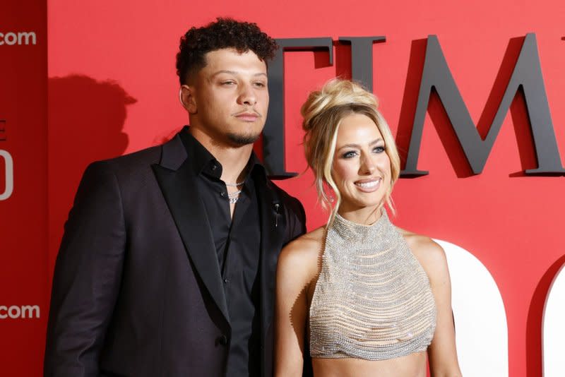 Patrick Mahomes (L) and Brittany Mahomes attend the TIME100 Gala on Thursday. Photo by John Angelillo/UPI