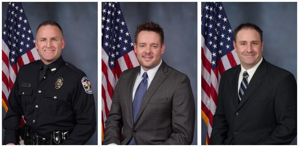 The three Louisville Metro Police Department officers who fired their guns at Breonna Taylor's apartment: Brett Hankison, Jonathan Mattingly and Myles Cosgrove.