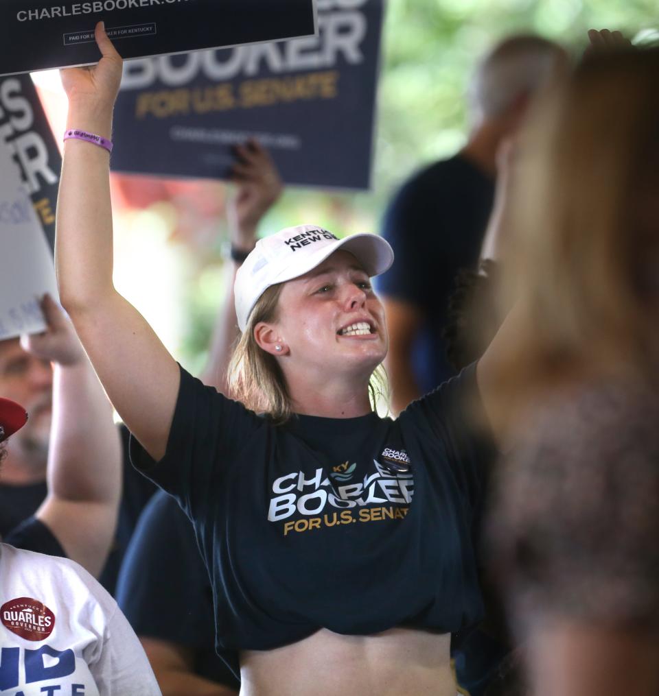 Fans of Charles Booker were at Fancy Farm.Aug 6, 2022