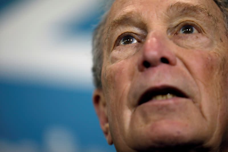 Democratic U.S. presidential candidate Michael Bloomberg speaks during a press conference at his campaign office in Little Havana, Miami