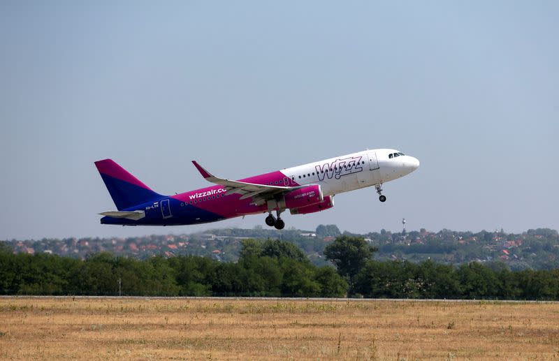FILE PHOTO: Wizz Air's aircraft takes off from Ferenc Liszt International Airport in Budapest