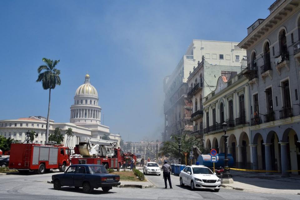 Rescuers work after an explosion in the Saratoga Hotel in Havana, on May 6, 2022 (AFP via Getty Images)