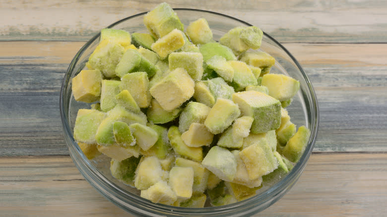 Avocado chunks in bowl