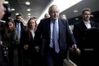 Britain's PM Johnson travels for Conservative Party election manifesto in Telford from Wolverhampton