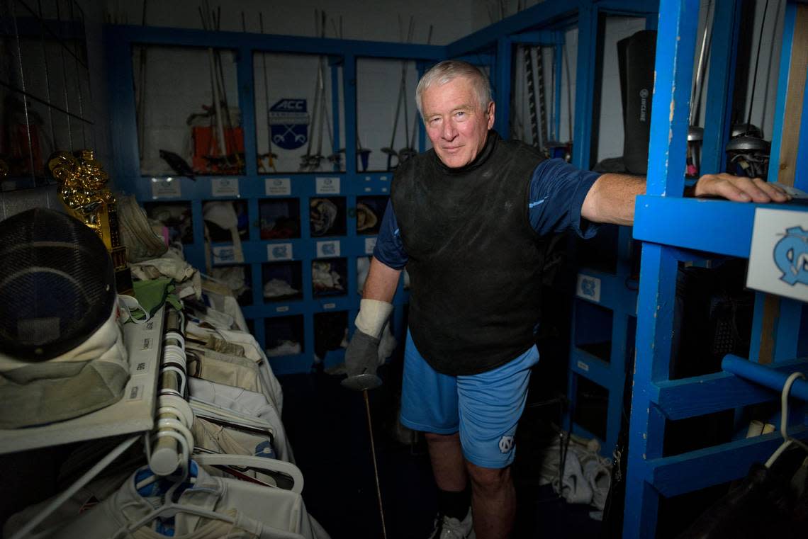 UNC-CH Fencing Head Coach Ron Miller poses for a portrait on June 27, 2019. Miller died in June 2023 at 78 years old. He was UNC fencing’s head coach for 52 years.