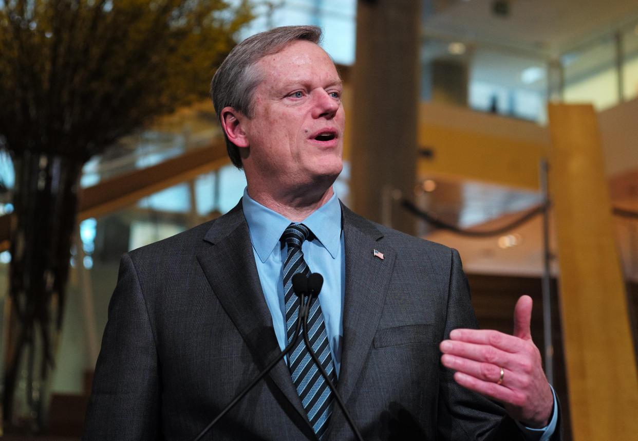 Massachusetts GOP Gov. Charlie Baker, one of the most popular governors in the country, called for Senate Republicans to delay a vote on Brett Kavanaugh's nomination to the Supreme Court.&nbsp; (Photo: Boston Globe via Getty Images)