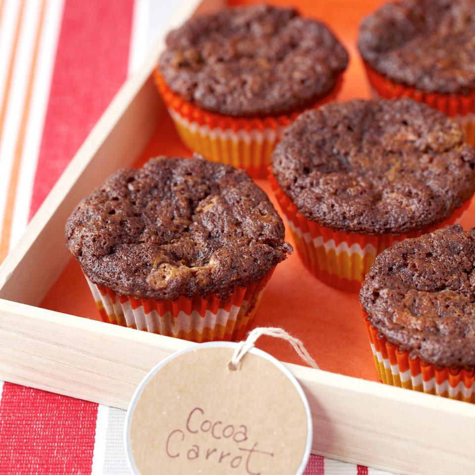 Cocoa-Carrot Cupcakes with White Chocolate Chips