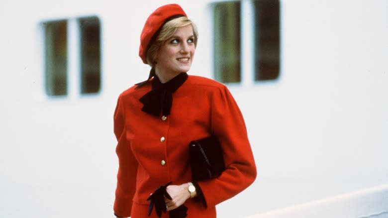 Princess Diana wearing red