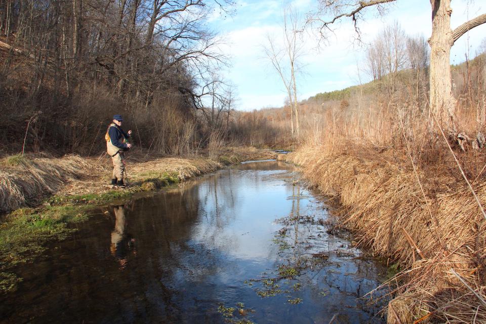 Duke Welter of Viroqua fishes Feb. 6 on a stream in Vernon County during the early trout season.