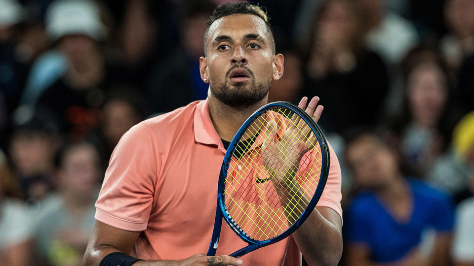 Nick Kyrgios, pictured here celebrating after his win at the Australian Open. 