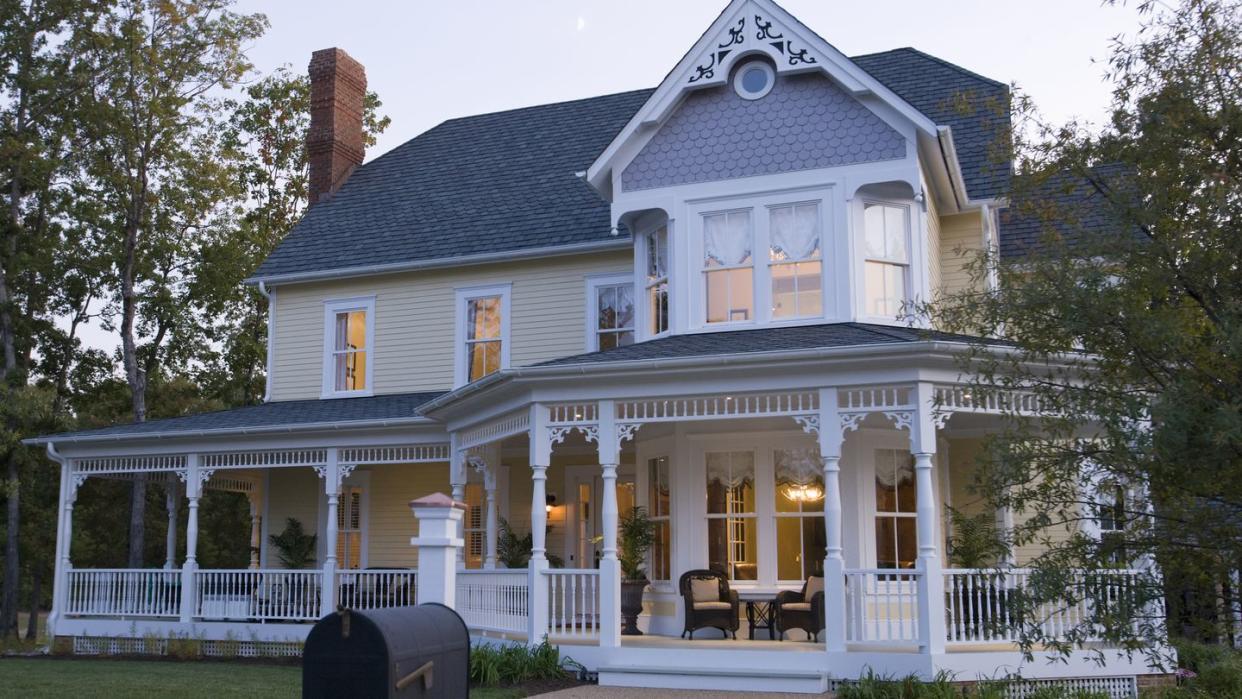 facade of new home at dusk