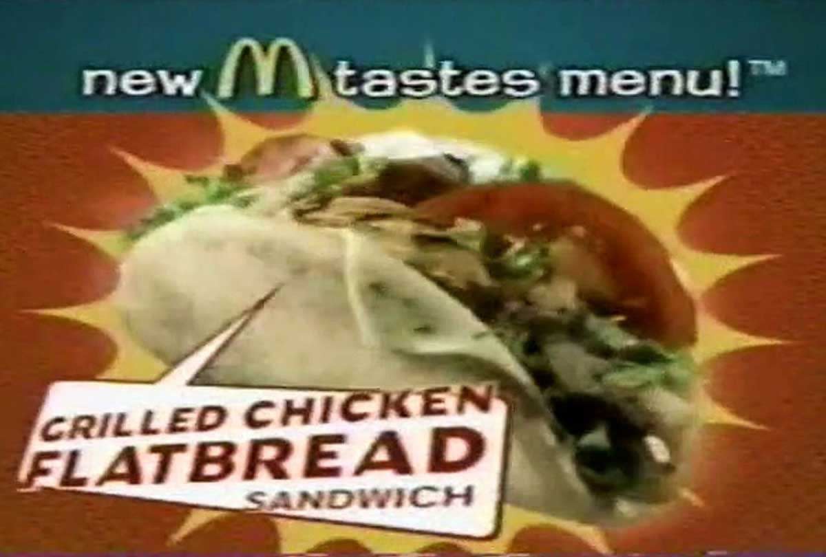 Advertisement for a McDonald's Grilled Chicken Flatbread Sandwich