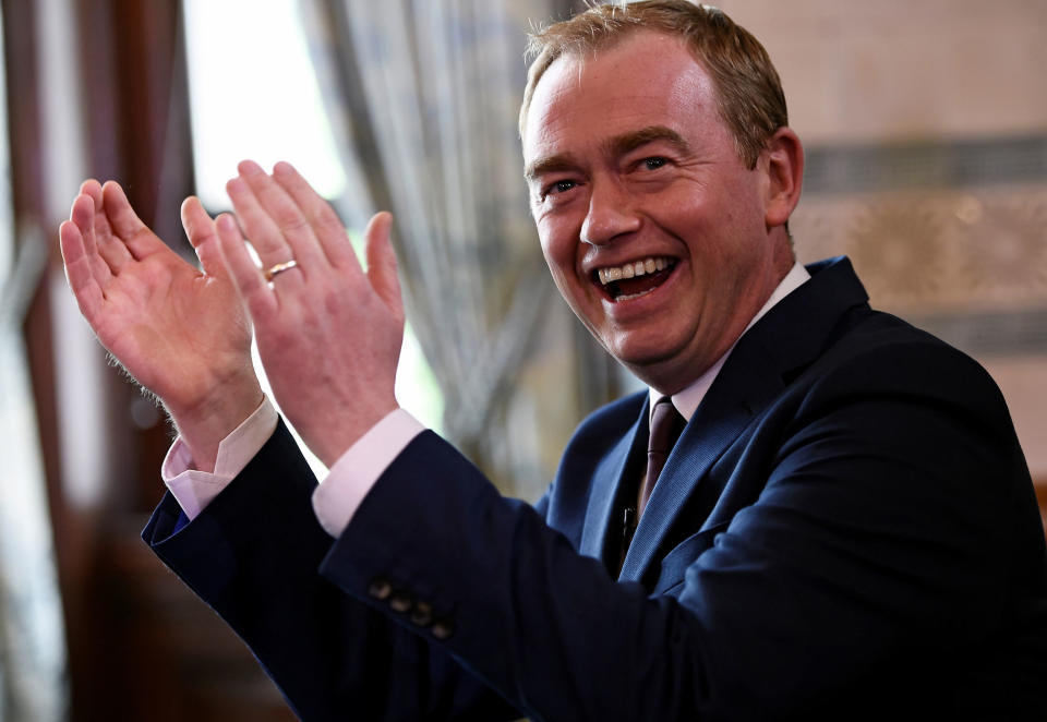 <p>Tim Farron, leader of Britain’s Liberal Democrat Party, addresses the media after Britain’s election, at his party HQ in London, Britain June 9, 2017. (Photo: Clodagh Kilcoyne/Reuters) </p>