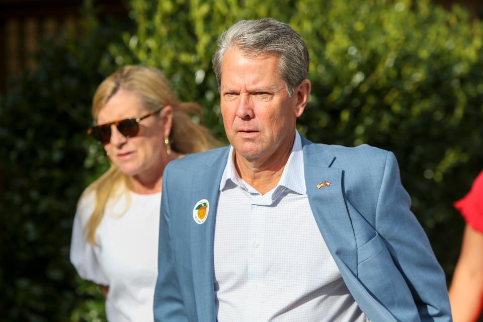 Gov. Brian Kemp won re-election Tuesday in the 2022 midterms. (AP Photo/Brett Davis)