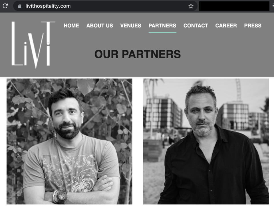 Abdul Mune’m Al Zawawi (left) and Adel Ghazzawi (right) from the website of a hospitality company that manages Ghazzawi’s beach club, Cove Beach.