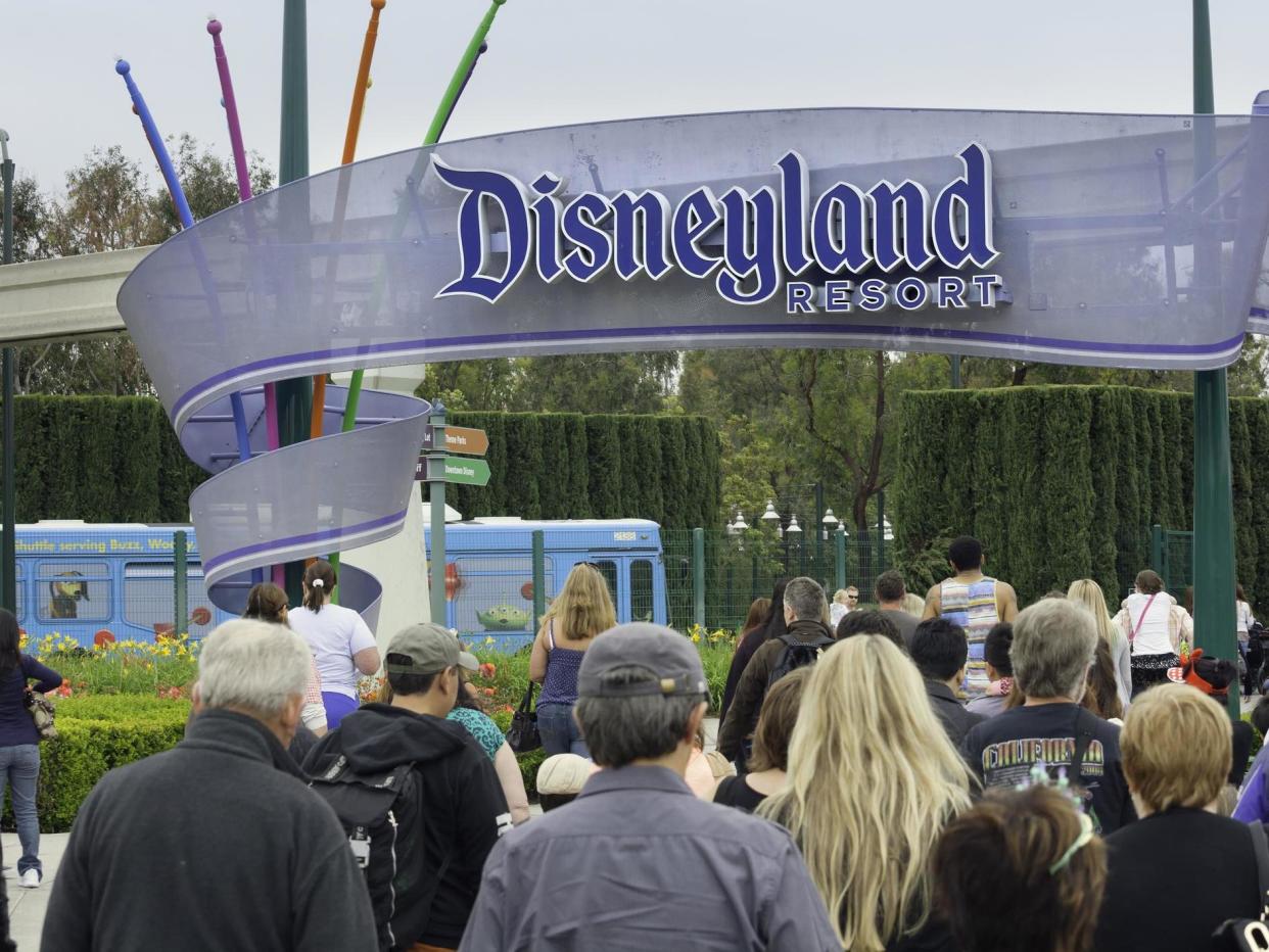 A large group of people entering the Disneyland Resort in Anaheim, where Disneyland Park and Disney California Adventure Park are located: Getty Images