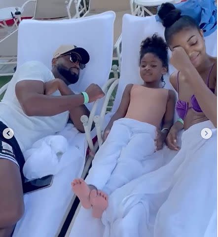 <p>gabrielle union/instagram</p> Gabrielle Union, Dwayne Wade and daughter Kaavia on Jan. 18, 2024 in Miami Beach, FL.