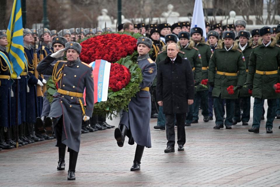 Russian President Vladimir Putin attends a wreath-laying ceremony