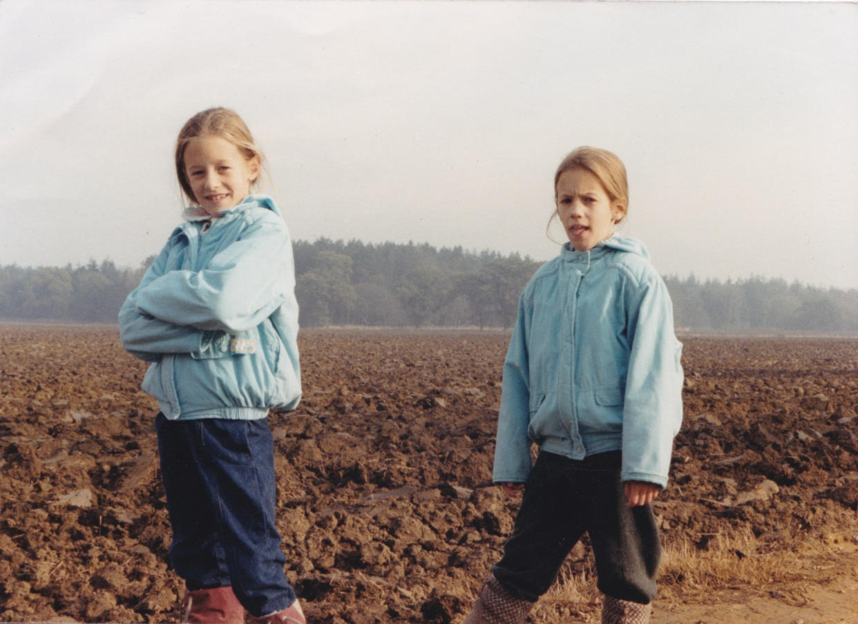 Caroline Flack and twin sister Jody in Norfolk (Flack Family/Channel 4/PA)