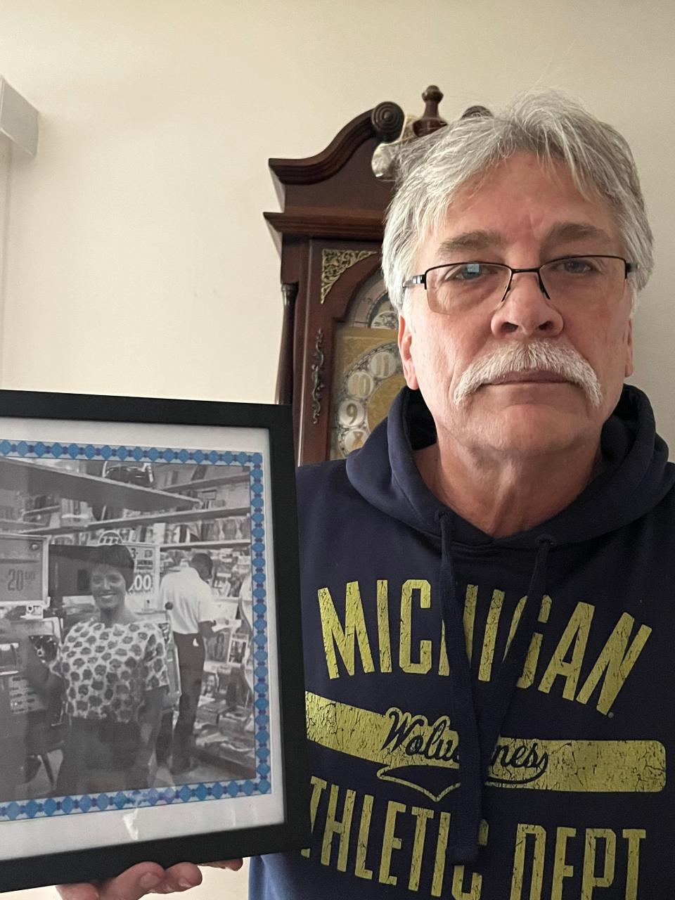 Richard Hanchett of Waterford, MIchigan, holds of photograph of his mother, Ruth Marie Terry, whose body was found nearly 50 years ago in the dunes of Provincetown, Massachusetts. The unsolved homicide case, with the unidentified victim, was known for years as the "Lady of the Dunes" case.