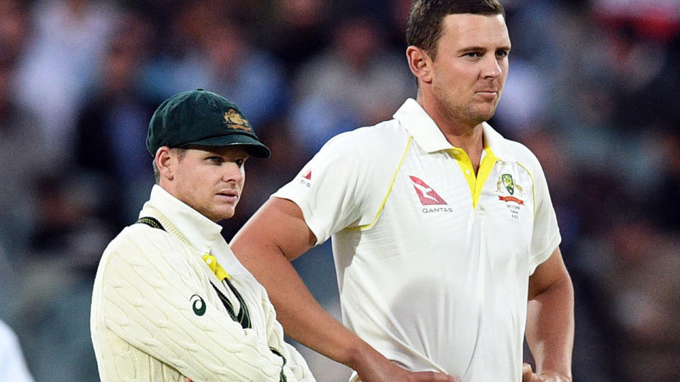 Smith and Hazlewood. (Image: WILLIAM WEST/AFP/Getty Images)