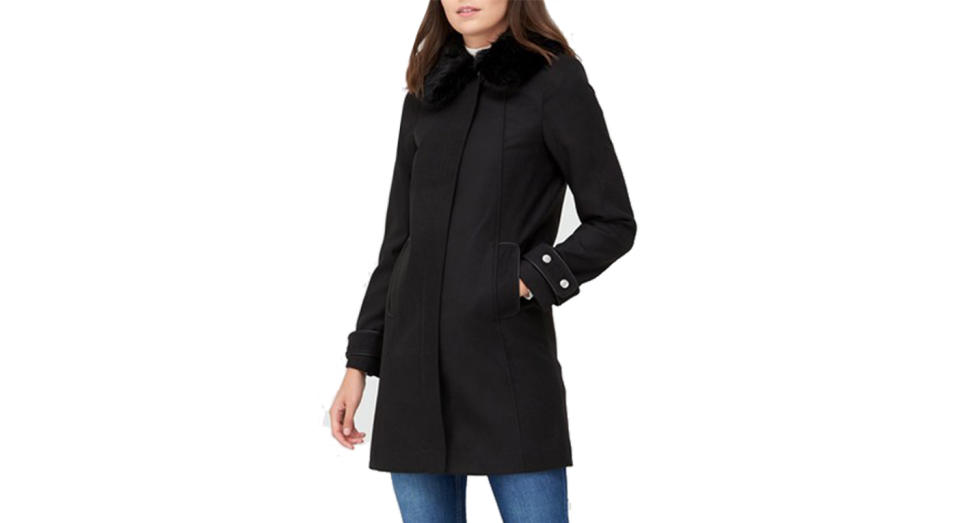 V by Very Zip Coat With Faux Fur Collar