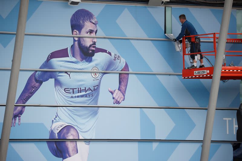 General view outside the Etihad Stadium after Manchester City's ban from European football was overturned by CAS