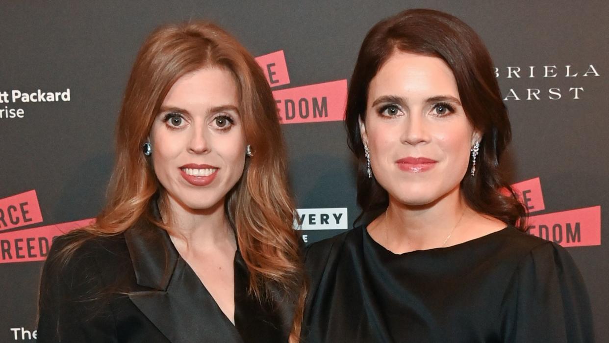 LONDON, ENGLAND - NOVEMBER 29: Princess Beatrice of York and Princess Eugenie of York attend The Anti Slavery Collective's inaugural Winter Gala at Battersea Arts Centre on November 29, 2023 in London, England. (Photo by Dave Benett/Getty Images for The Anti Slavery Collective)