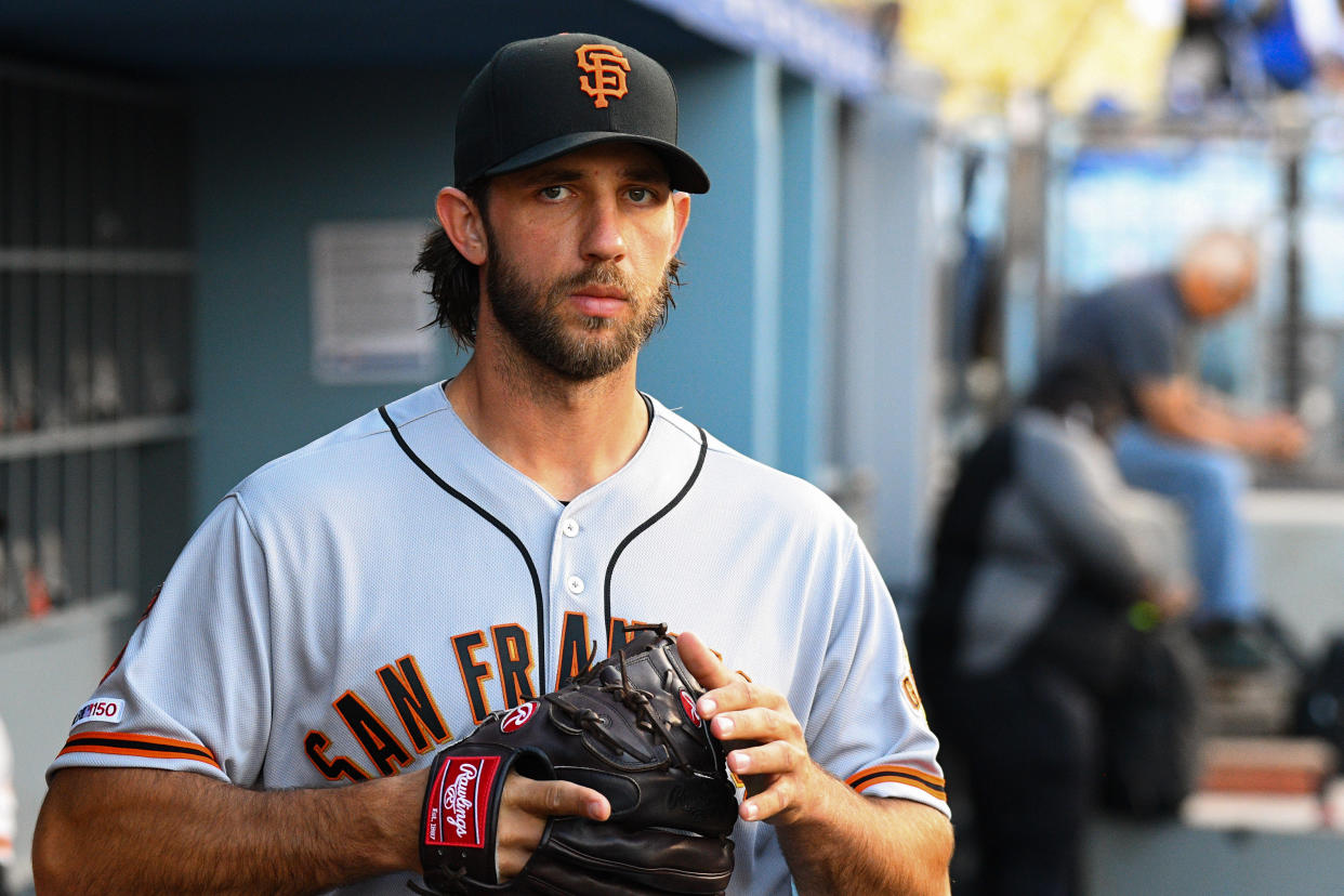 Madison Bumgarner is staying with the San Francisco Giants and remains unfazed by all of the trade deadline drama. (Photo by Brian Rothmuller/Icon Sportswire via Getty Images)