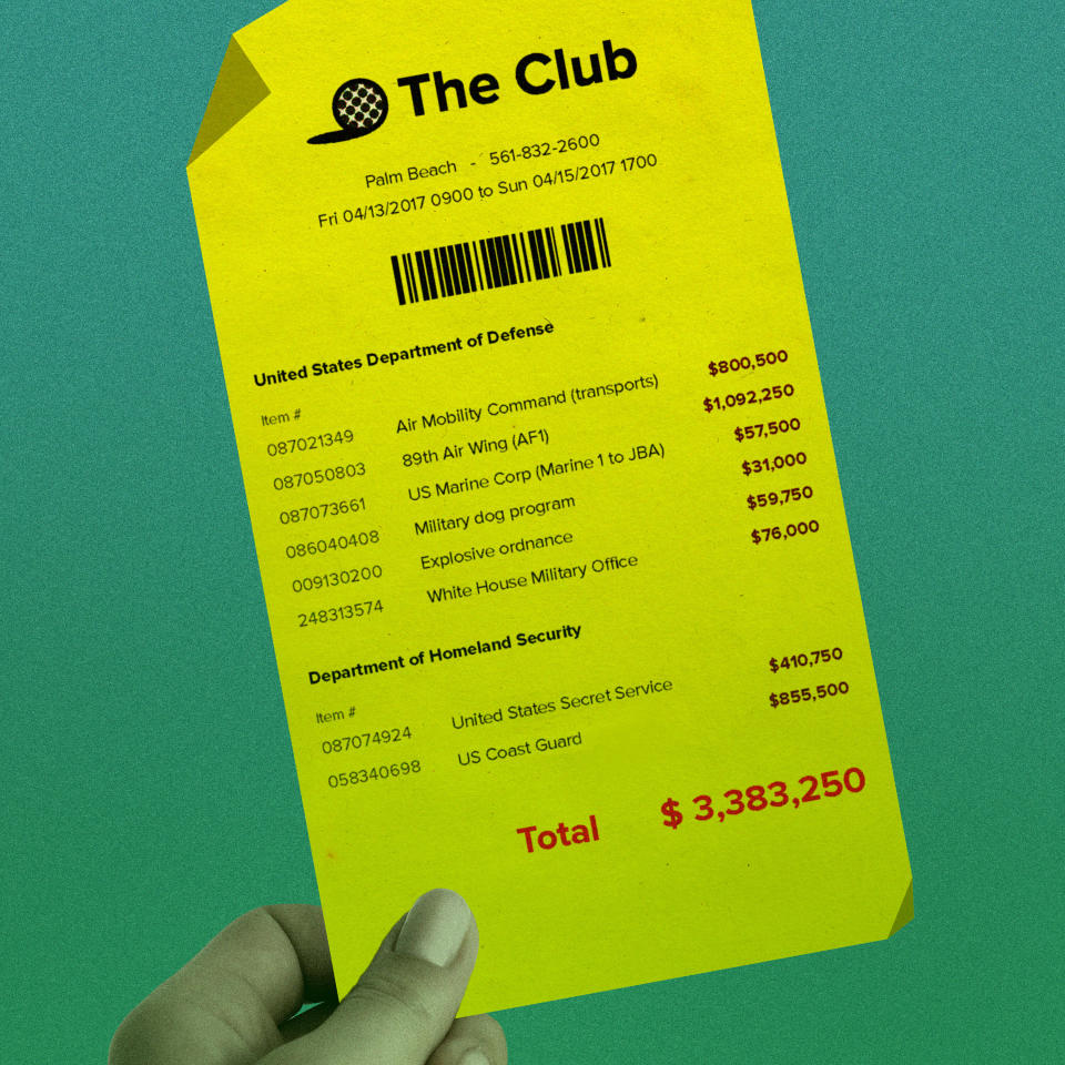 Cost to U.S. taxpayers for a typical Mar-a-Lago golf vacation. (Photo: Ivylise Simones/HuffPost)