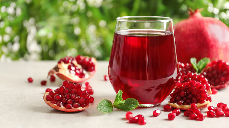 Glass of pomegranate juice