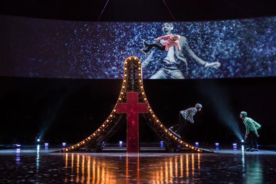 The Beatles' "Help" is performed with a tricky roller skating routine in Cirque du Soleil's "Love."