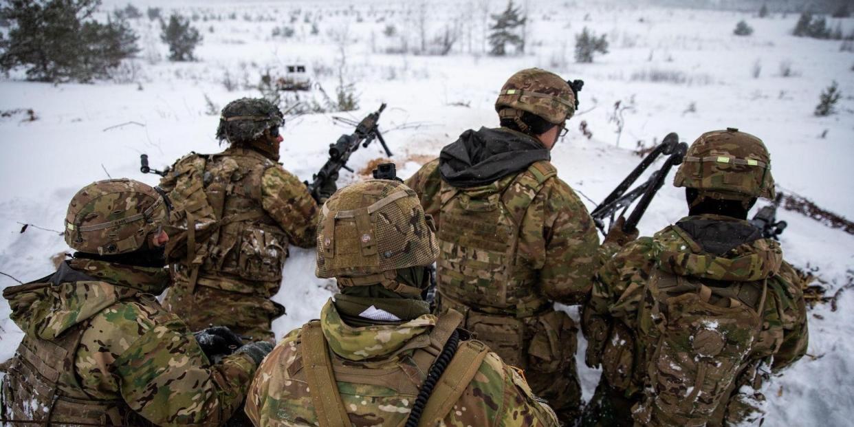 US soldiers conducted a live-fire exercise with counterparts in Latvia on Dec. 3, 2021.