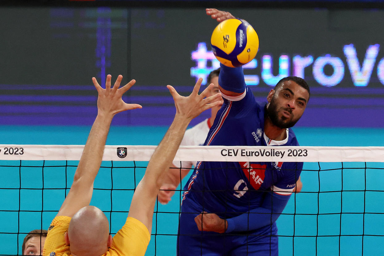 Earvin Ngapeth, ici lors d’un match France-Portugal à Tel Aviv, en Israël, le 4 septembre 2023. 